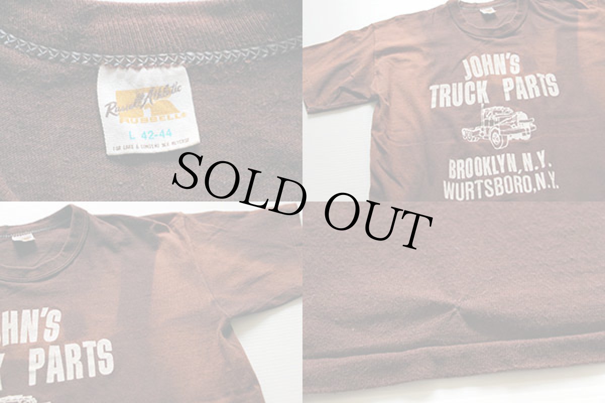 画像4: 80s USA製 RUSSELLラッセル JOHN'S TRUCK PARTS Tシャツ 茶 L (4)