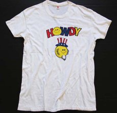 画像1: 70s Hanes HOWDY LIONS CLUB スマイル 両面 染み込みプリント コットンTシャツ 生成り XL (1)