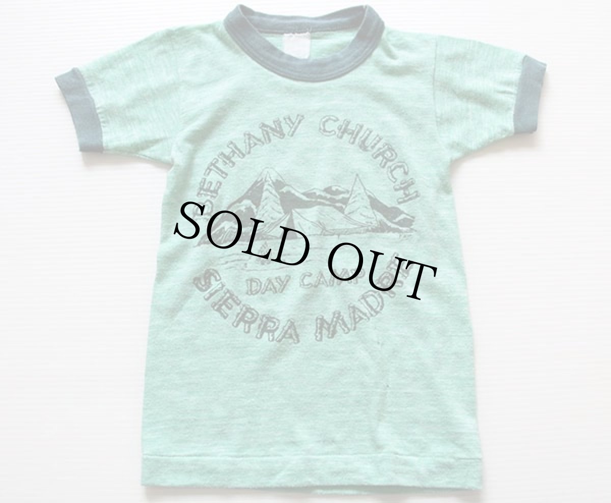 画像2: 80s DAY CAMP リンガーTシャツ 杢グリーン キッズ (2)