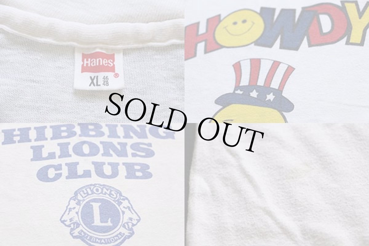 画像3: 70s Hanes HOWDY LIONS CLUB スマイル 両面 染み込みプリント コットンTシャツ 生成り XL (3)