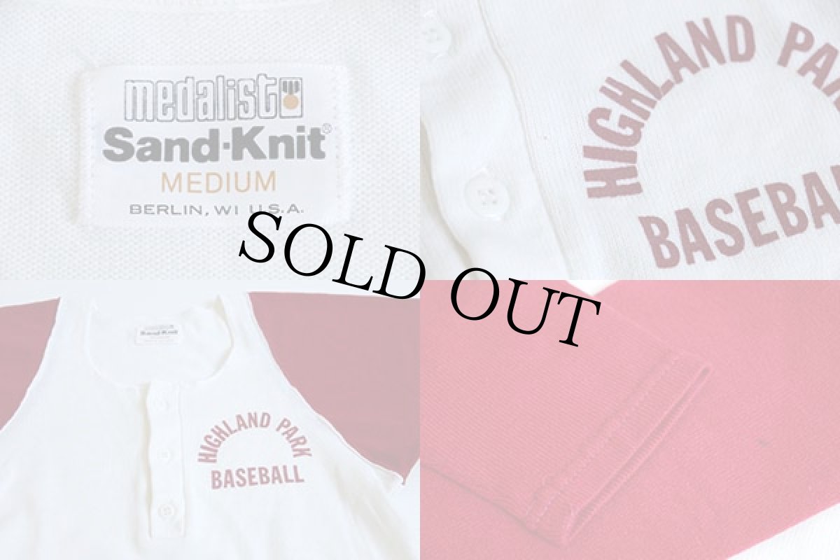 画像3: 80s USA製 sand knit ヘンリーネック アクリルニット 長袖Tシャツ M (3)