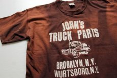 画像1: 80s USA製 RUSSELLラッセル JOHN'S TRUCK PARTS Tシャツ 茶 L (1)
