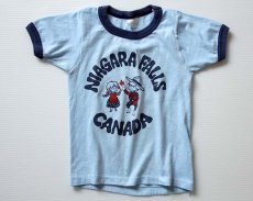 画像1: 80s NIAGARA FALLS CANADA リンガーTシャツ 水色×紺 キッズ (1)