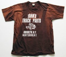 画像2: 80s USA製 RUSSELLラッセル JOHN'S TRUCK PARTS Tシャツ 茶 L (2)