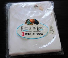 画像1: デッドストック★70s USA製 FRUIT OF THE LOOM 無地 クルーネック コットンTシャツ 白 XL  3パック (1)