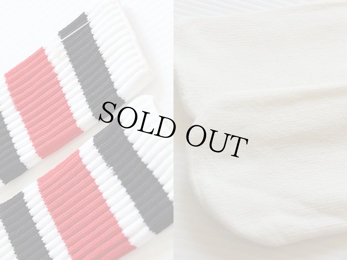 画像3: デッドストック★ビンテージ ライン入り チューブソックス 白×黒×赤★靴下 (3)