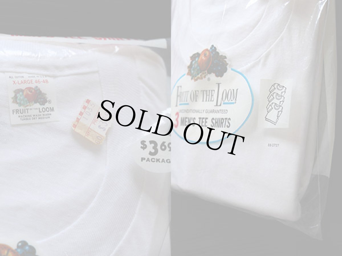 画像3: デッドストック★70s USA製 FRUIT OF THE LOOM 無地 クルーネック コットンTシャツ 白 XL  3パック (3)