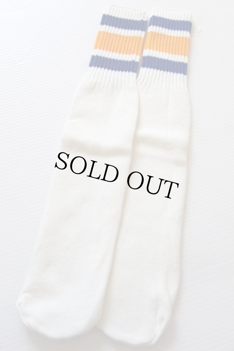 画像2: デッドストック★ビンテージ ライン入り チューブソックス 白×青×黄★靴下 (2)