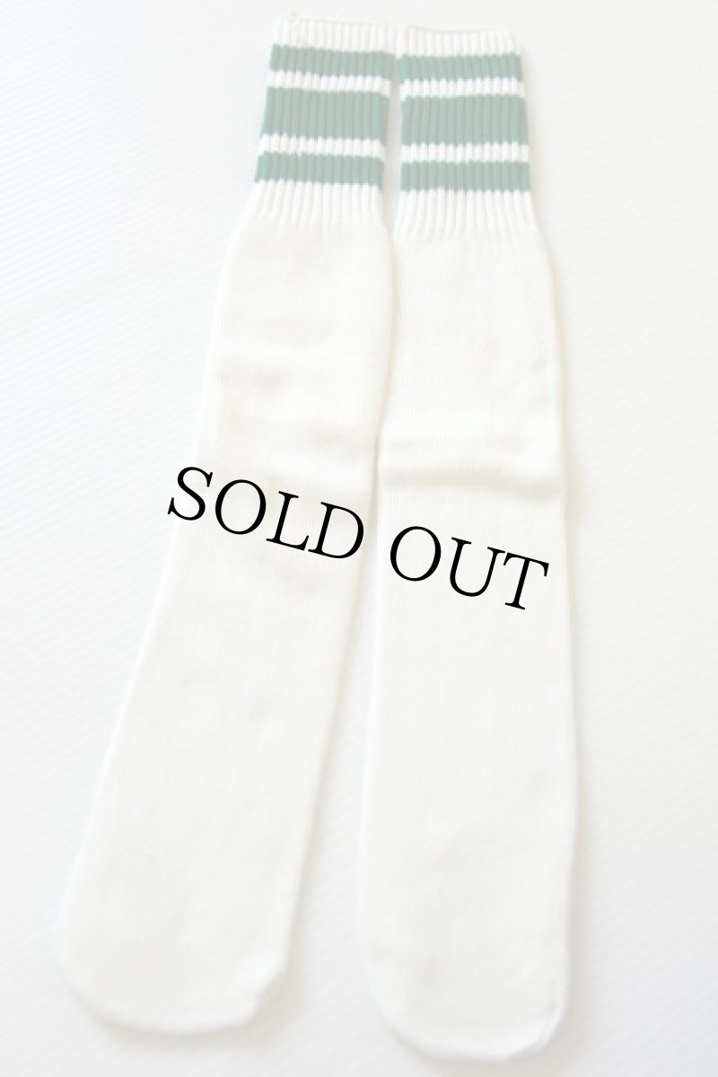 画像2: デッドストック★ビンテージ ライン入り チューブソックス 白×緑★靴下 (2)