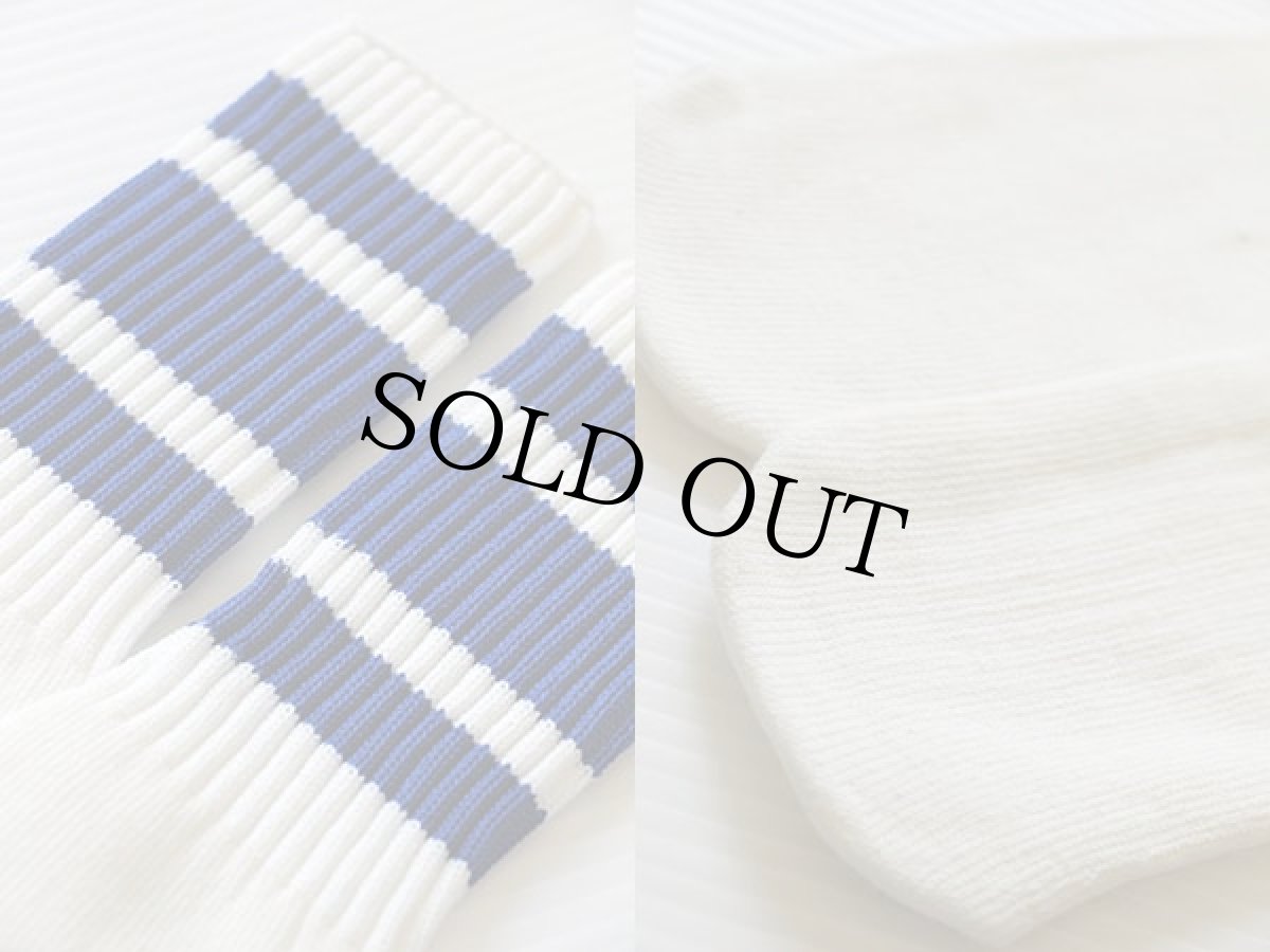 画像3: デッドストック★ビンテージ ライン入り チューブソックス 白×青★靴下 (3)