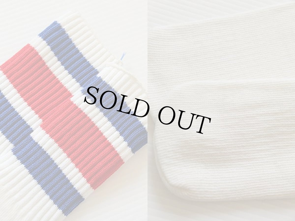 画像3: デッドストック★ビンテージ ライン入り チューブソックス 白×青×赤★靴下 (3)