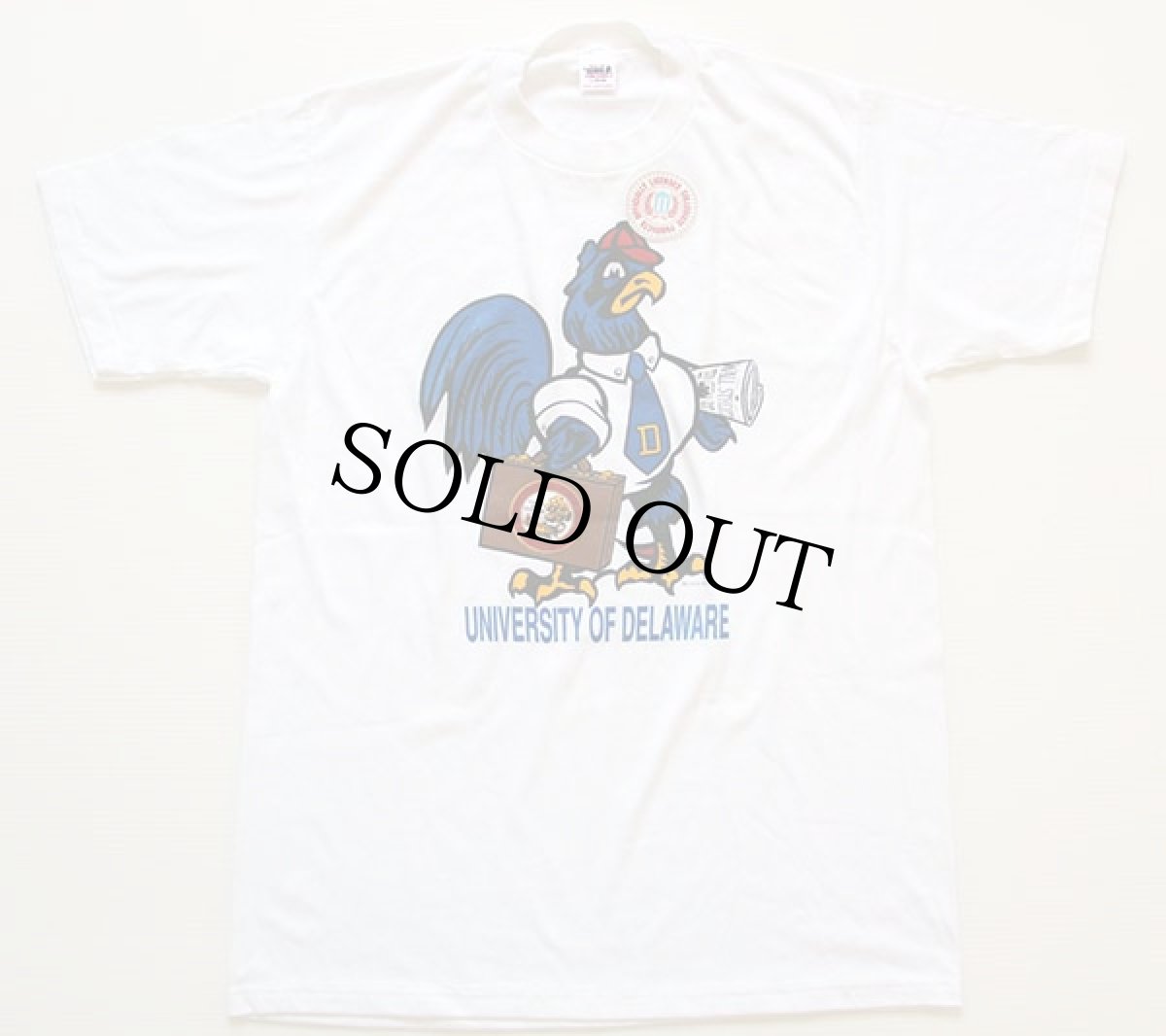 画像2: デッドストック★80s USA製 UNIVERSITY OF DELAWARE マスコット Tシャツ 白 L (2)