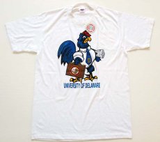 画像2: デッドストック★80s USA製 UNIVERSITY OF DELAWARE マスコット Tシャツ 白 L (2)