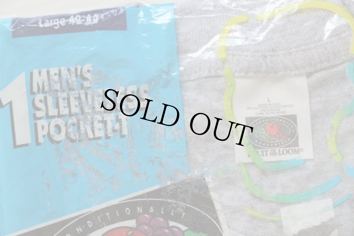 画像3: デッドストック★90s USA製 FRUIT OF THE LOOM 無地 ノースリーブ ポケットTシャツ 杢グレー L (3)