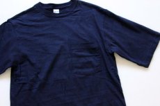 画像1: デッドストック★90s USA製 CHEROKEE 無地 コットン ポケットTシャツ 紺 S (1)