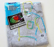 画像1: デッドストック★90s USA製 FRUIT OF THE LOOM 無地 ノースリーブ ポケットTシャツ 杢グレー L (1)