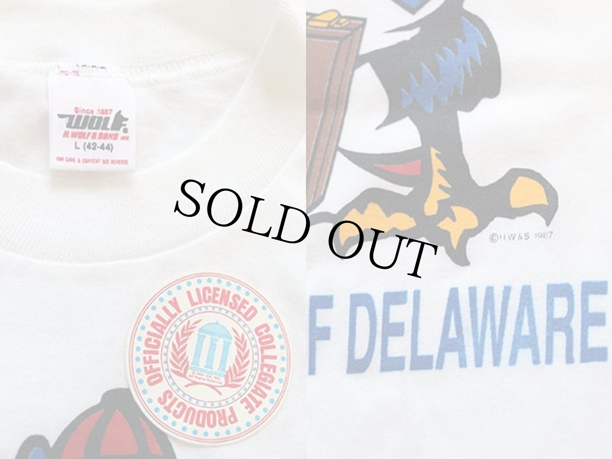 画像3: デッドストック★80s USA製 UNIVERSITY OF DELAWARE マスコット Tシャツ 白 L (3)