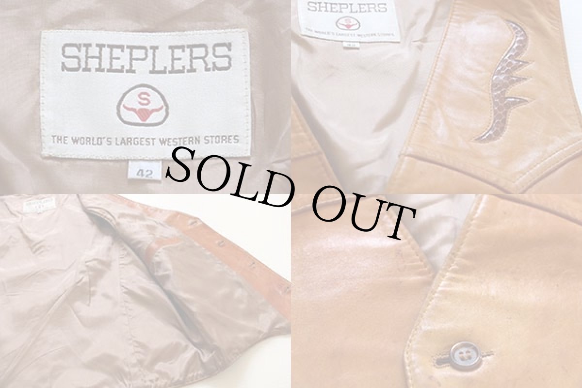 画像3: 70s SHEEPLERS レザーベスト 薄茶 42 (3)