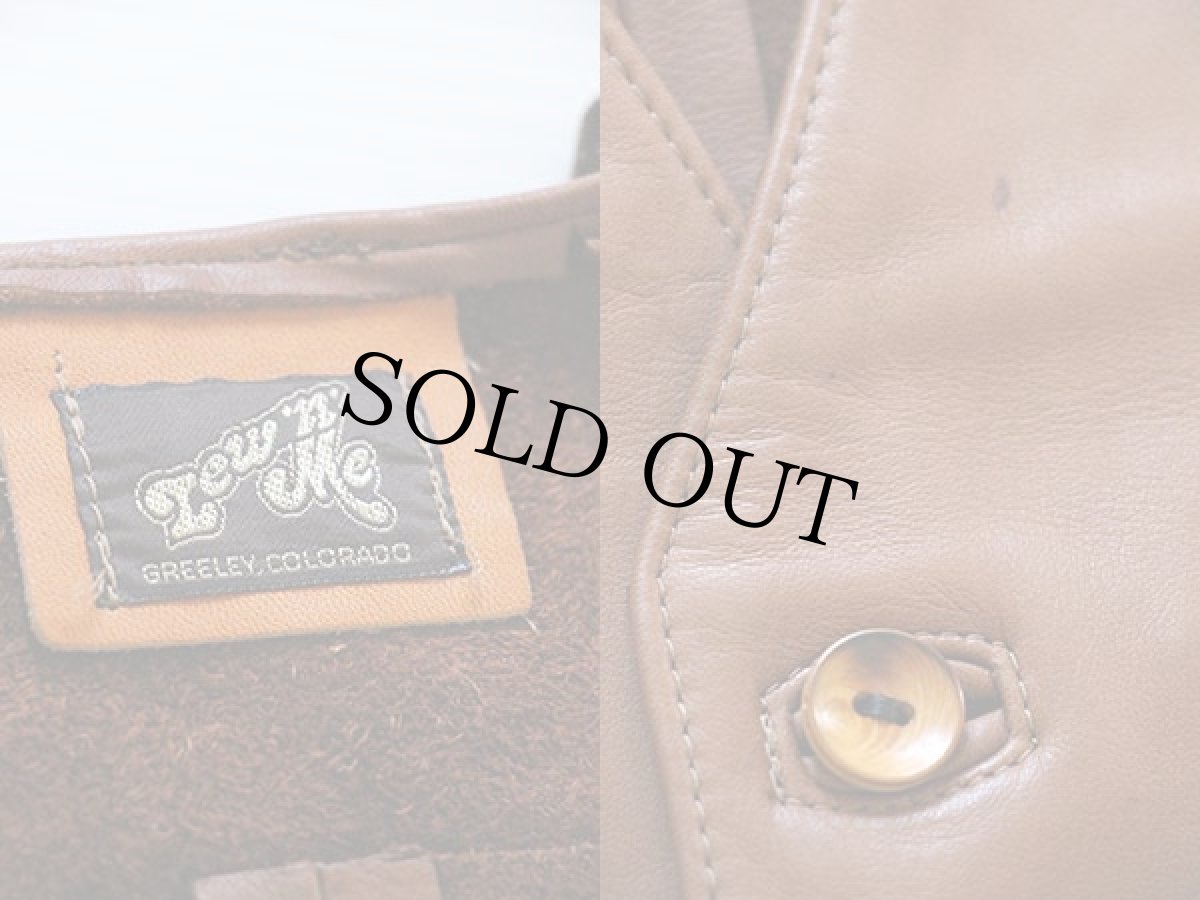 画像3: 70s Lew'n'Me レザーベスト 茶 44 (3)