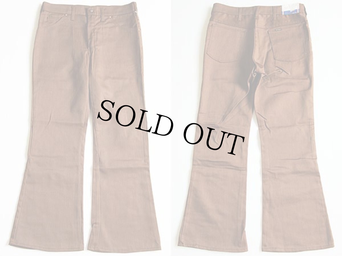 画像2: デッドストック★70s USA製 BIG YANKビッグヤンク ベルボトム ツイルパンツ 焦げ茶 34 (2)