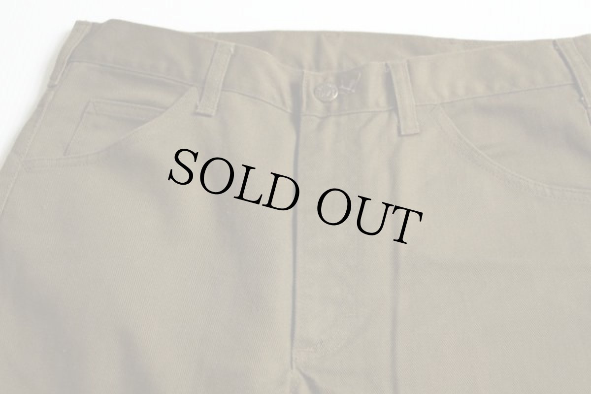 画像2: 70s Leeリー フレア ツイルパンツ オリーブ w34 (2)