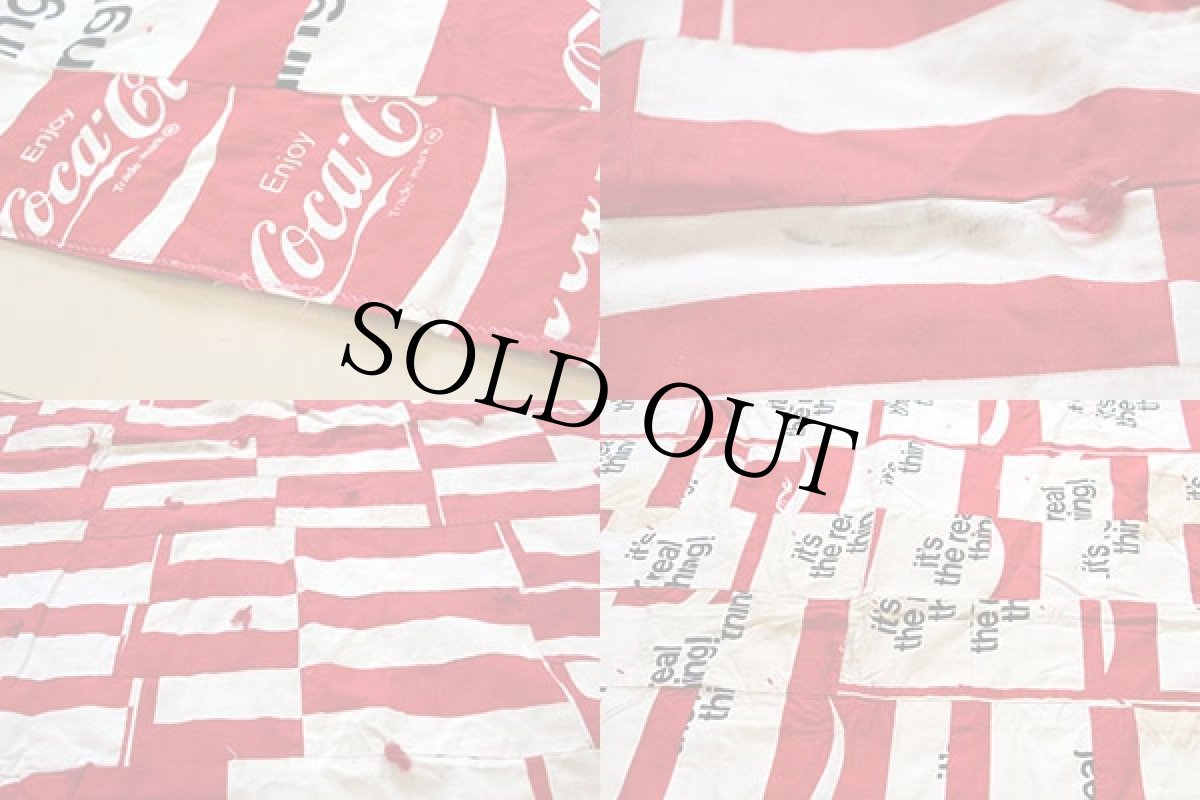 画像3: 70s Coca-Colaコカコーラ ロゴ 総柄 染み込みプリント コットン生地 (3)