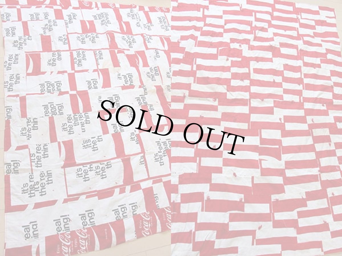 画像2: 70s Coca-Colaコカコーラ ロゴ 総柄 染み込みプリント コットン生地 (2)