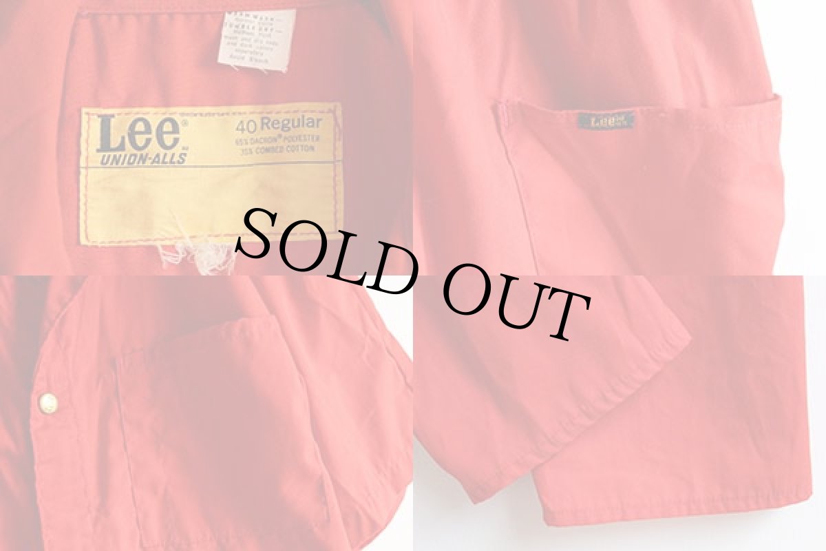 画像3: 70s USA製 Leeリー UNION-ALLS 半袖 オールインワン 赤 40R★つなぎ (3)
