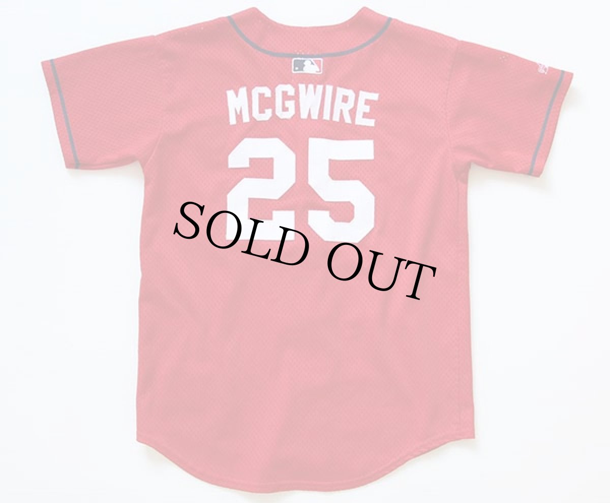 画像2: 90s USA製 Majestic MLB Cardinalsカージナルス MCGWIRE 25 メッシュ ベースボールシャツ 赤 キッズL (2)