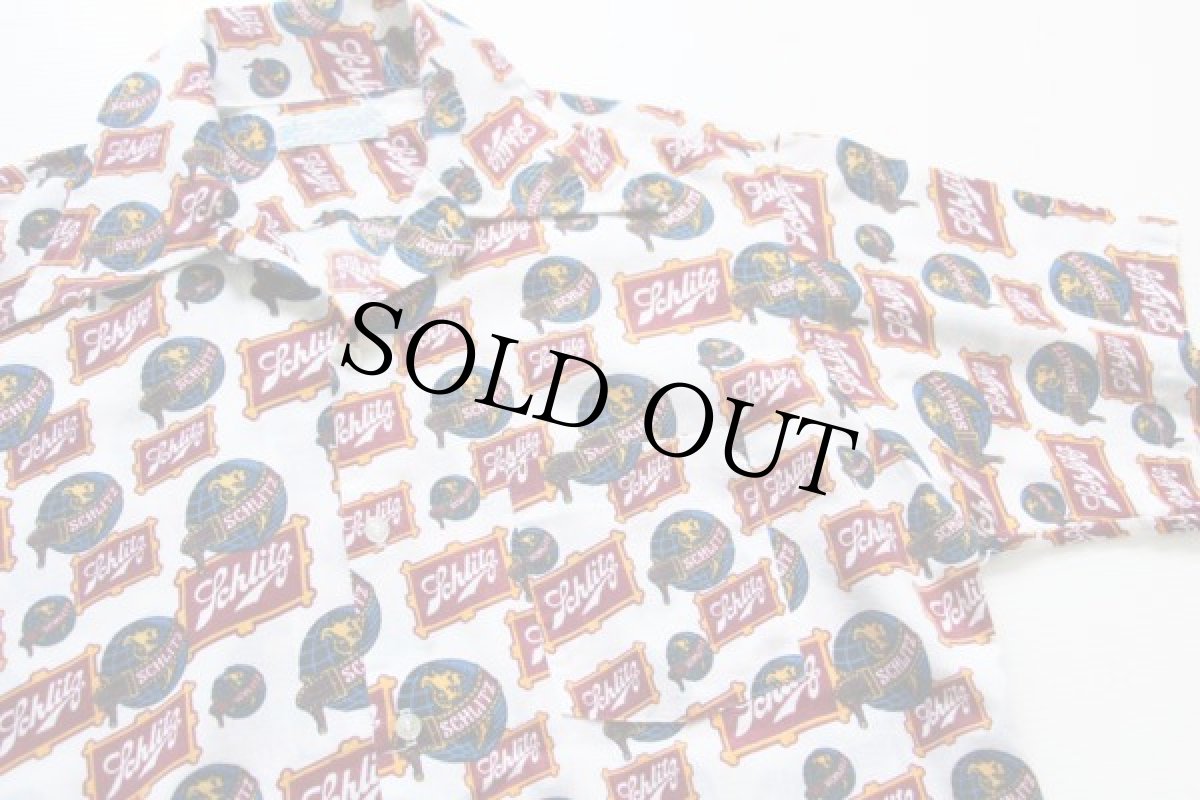 画像3: 70s USA製 Kmart Schlitz 総柄 染み込みプリント 半袖シャツ L (3)