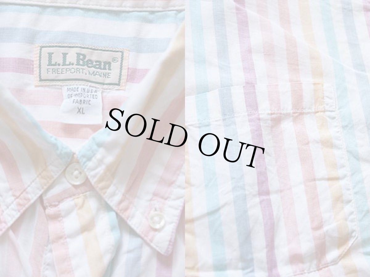 画像3: 80s USA製 L.L.Bean クレイジーストライプ ボタンダウン 半袖 コットンシャツ XL (3)