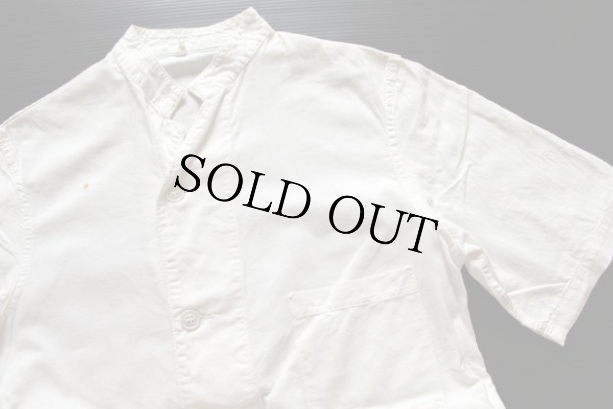 画像3: ビンテージ 米軍 スタンドカラー 半袖 メディカルシャツ 白 M (3)