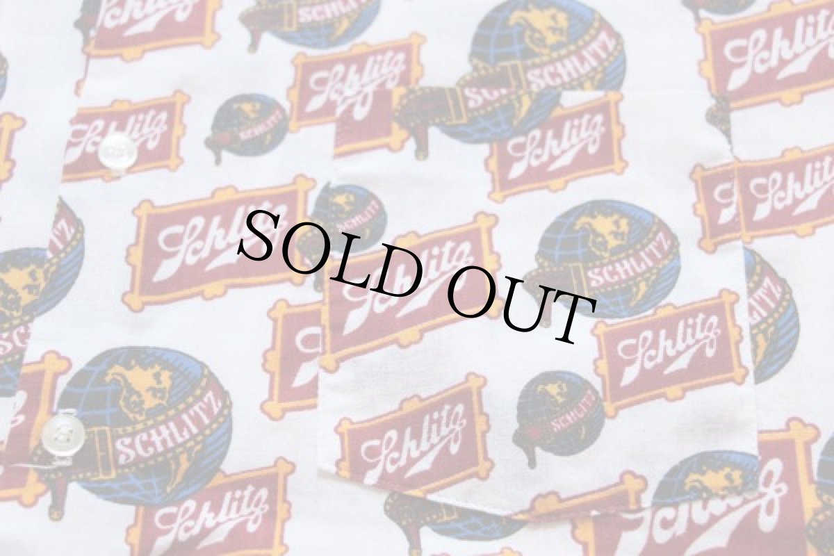 画像5: 70s USA製 Kmart Schlitz 総柄 染み込みプリント 半袖シャツ L (5)