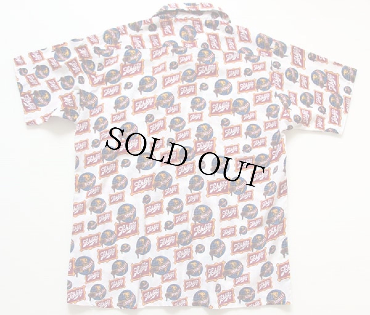 画像2: 70s USA製 Kmart Schlitz 総柄 染み込みプリント 半袖シャツ L (2)