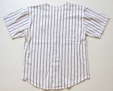 画像2: 80s USA製 FIELD OF DREAMS ピンストライプ コットン ベースボールシャツ 白×黒 L (2)