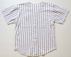 画像2: 80s USA製 FIELD OF DREAMS ピンストライプ コットン ベースボールシャツ 白×黒 L (2)