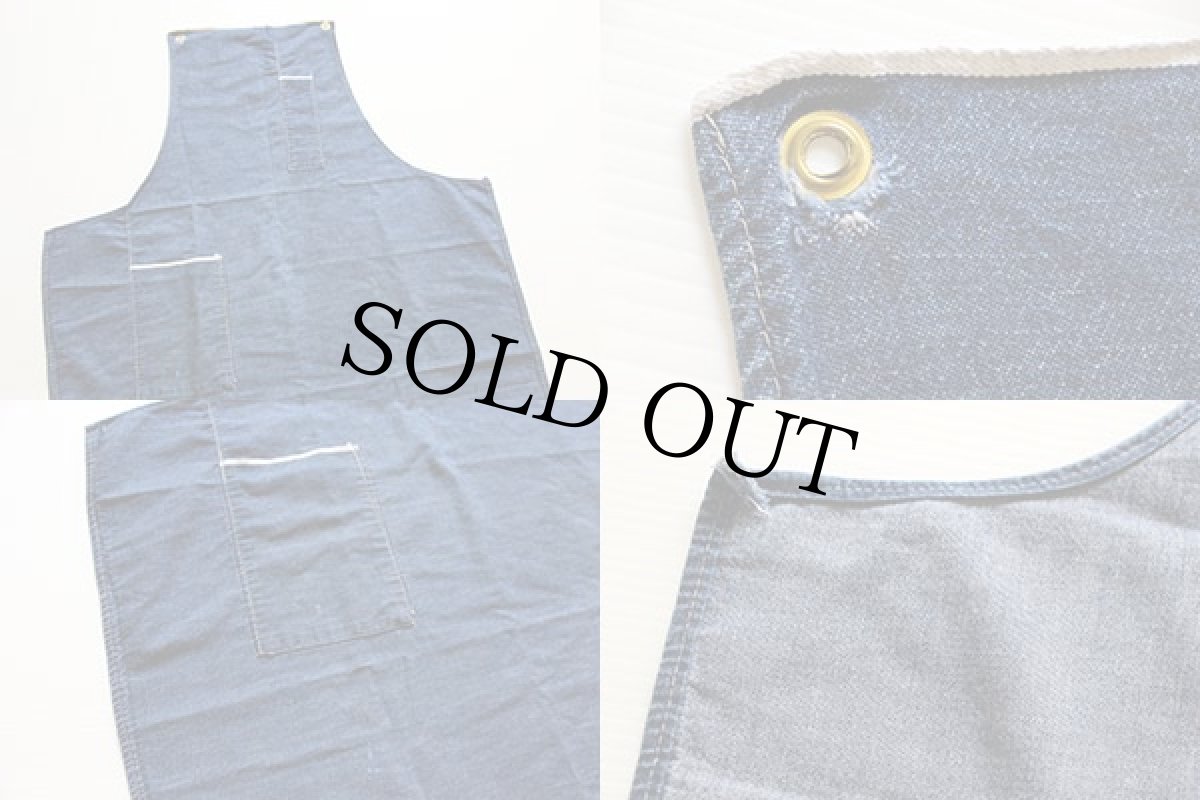 画像3: ビンテージ 耳付き インディゴ デニム ワークエプロン (3)