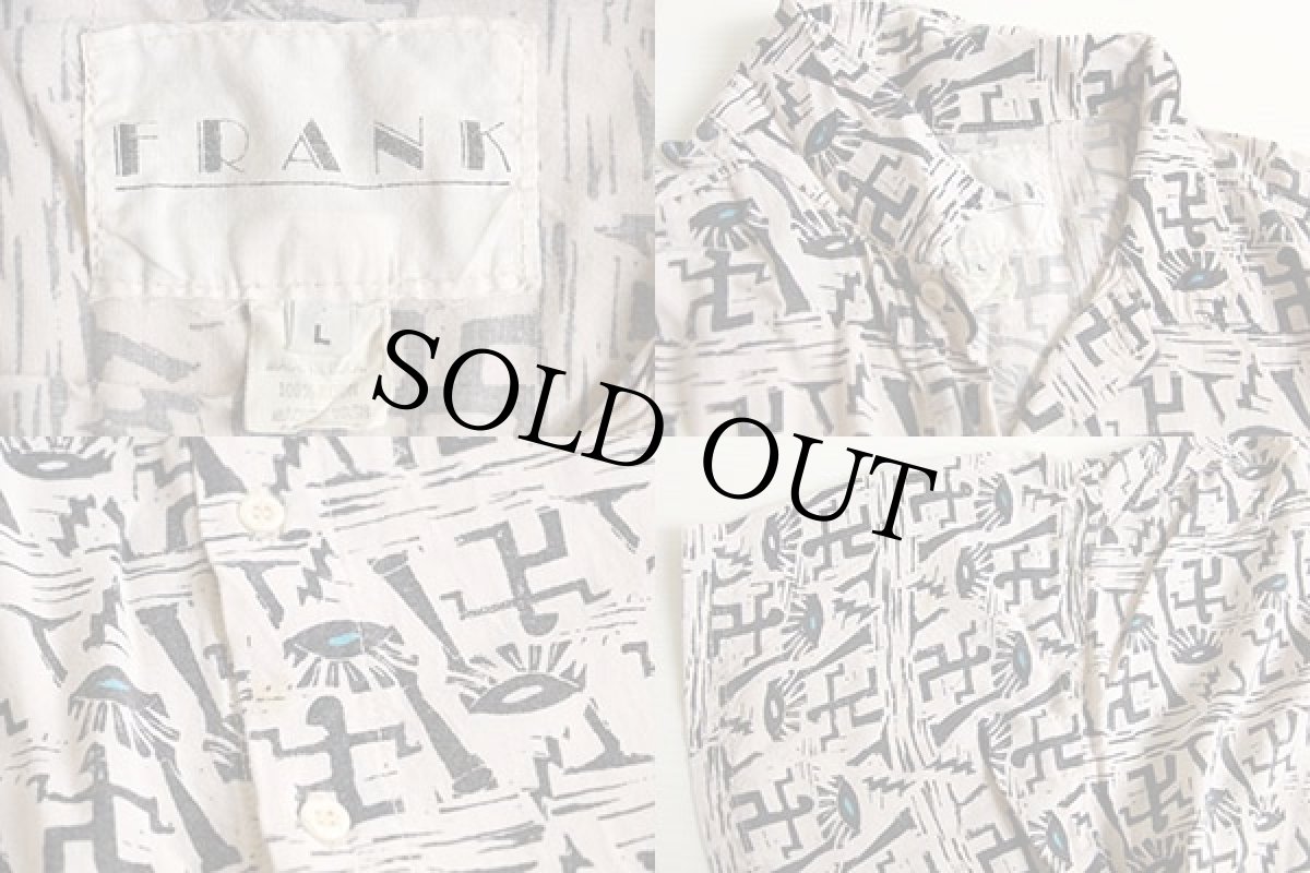 画像3: 90s USA製 FRANK 総柄 半袖 レーヨンシャツ L (3)