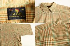 画像3: 70s USA製 B.V.D. XKE チェック 三点留め ボタンダウン 半袖 コットンシャツ M (3)