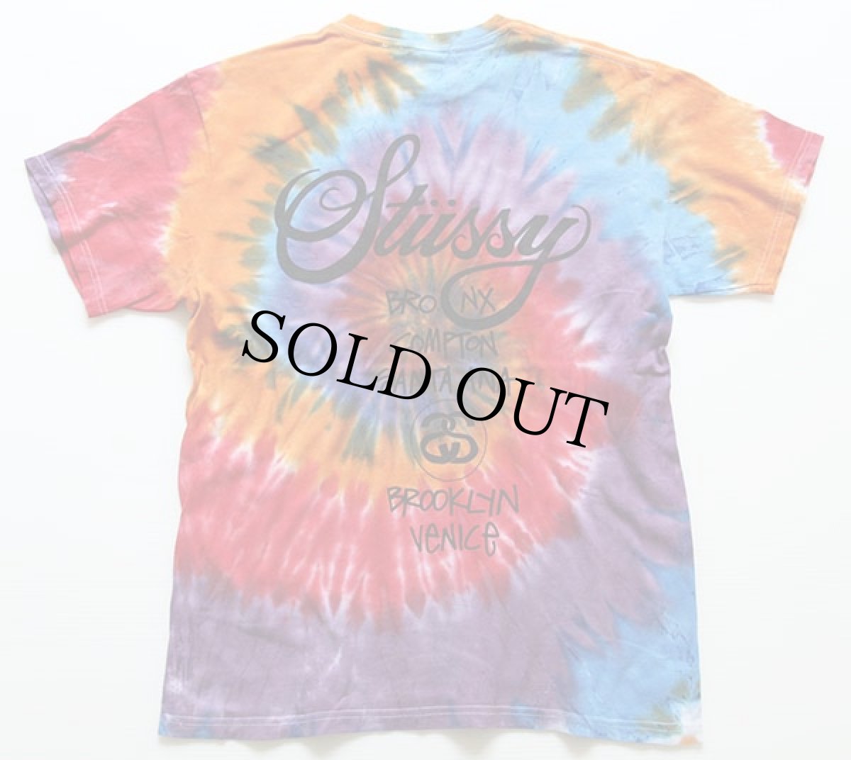 画像2: STUSSYステューシー ワールドツアー タイダイ染め コットンTシャツ M (2)