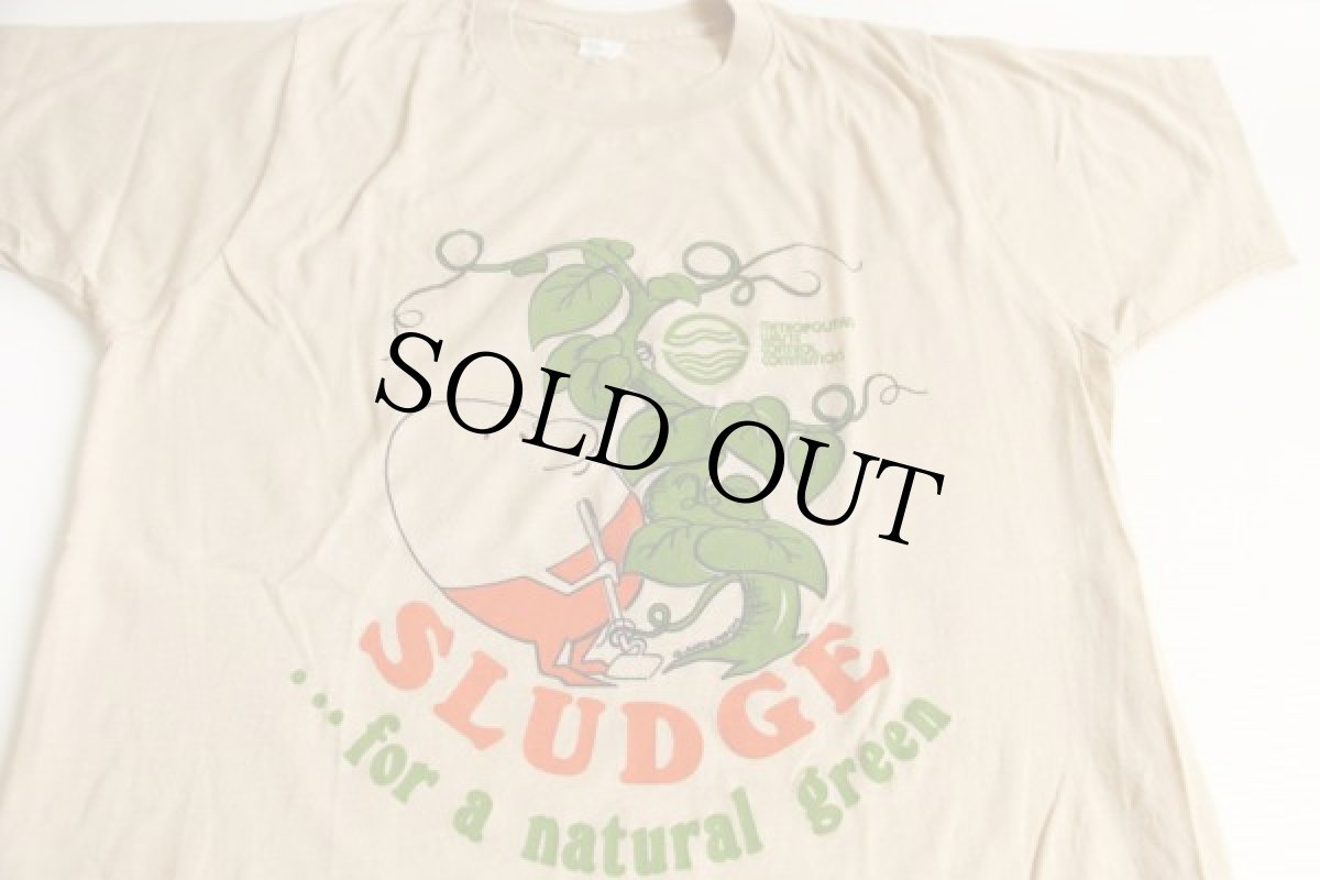 画像1: 70s USA製 SLUDGE for a natural green Tシャツ ベージュ L (1)