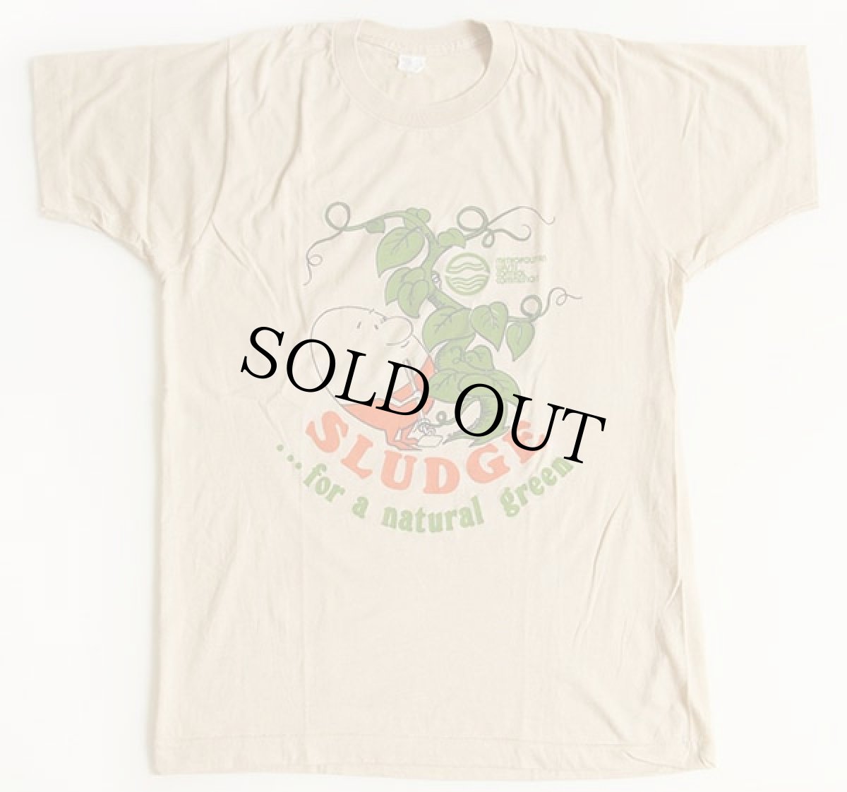 画像2: 70s USA製 SLUDGE for a natural green Tシャツ ベージュ L (2)