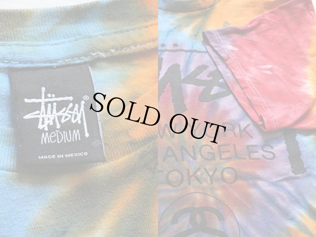 画像3: STUSSYステューシー ワールドツアー タイダイ染め コットンTシャツ M (3)