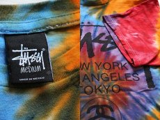 画像3: STUSSYステューシー ワールドツアー タイダイ染め コットンTシャツ M (3)