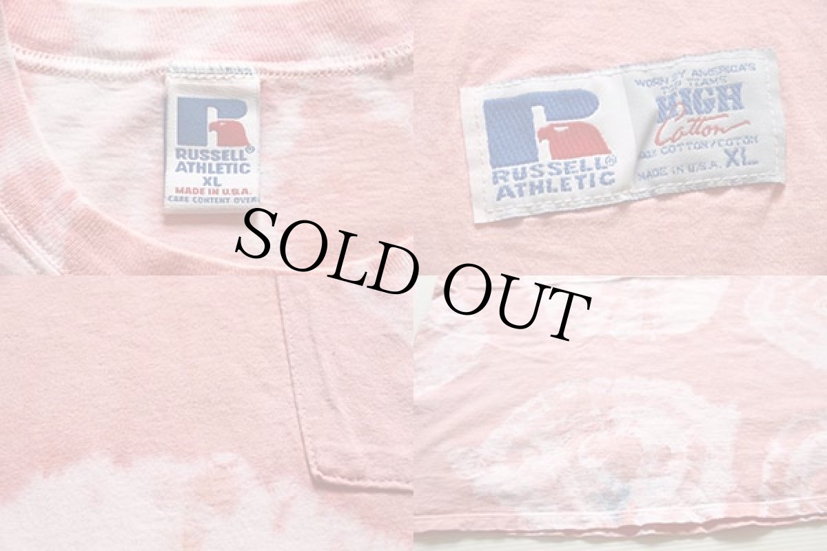 画像3: 90s USA製 RUSSELLラッセル タイダイ染め コットン ポケットTシャツ XL (3)