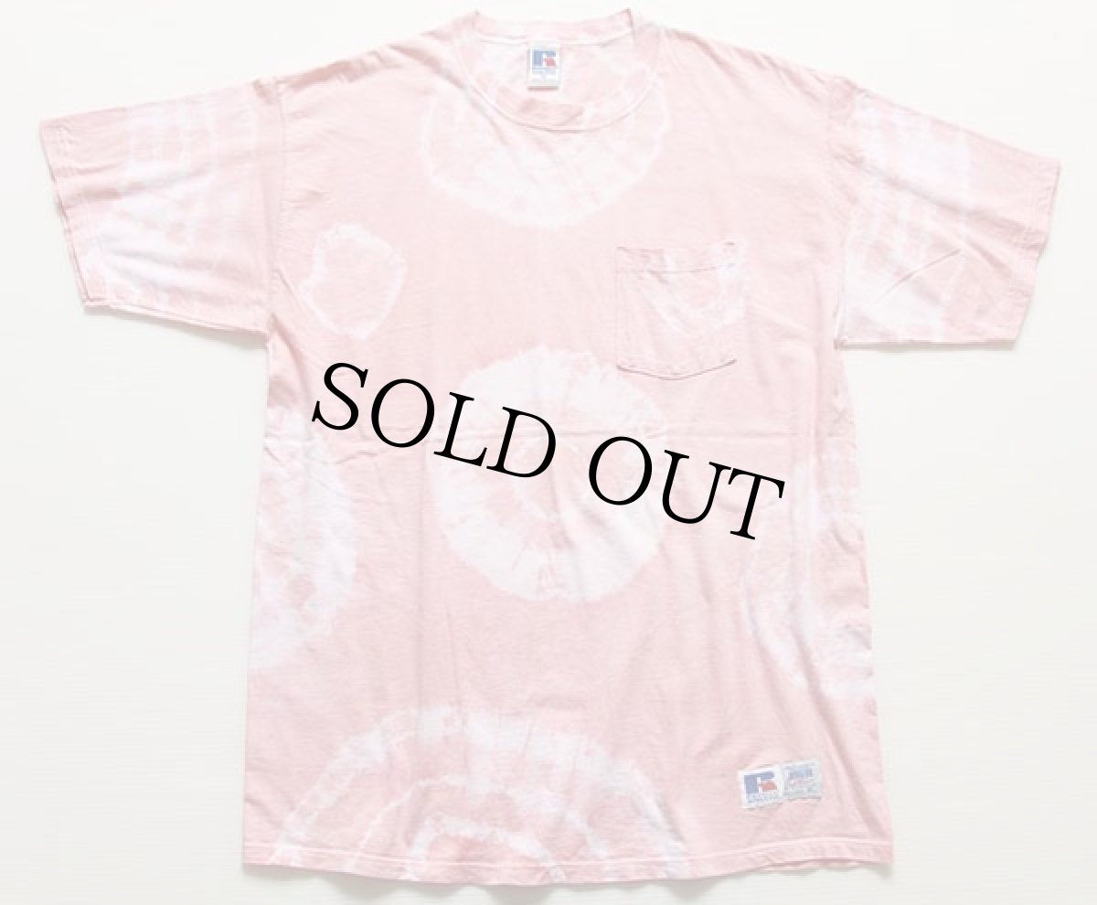 画像2: 90s USA製 RUSSELLラッセル タイダイ染め コットン ポケットTシャツ XL (2)