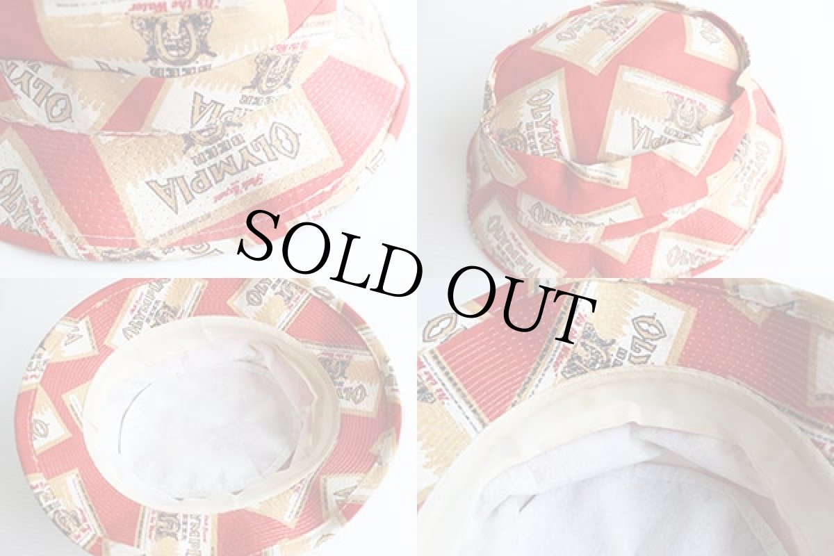 画像3: 70s OLYMPIA BEER 総柄 コットン バケットハット (3)