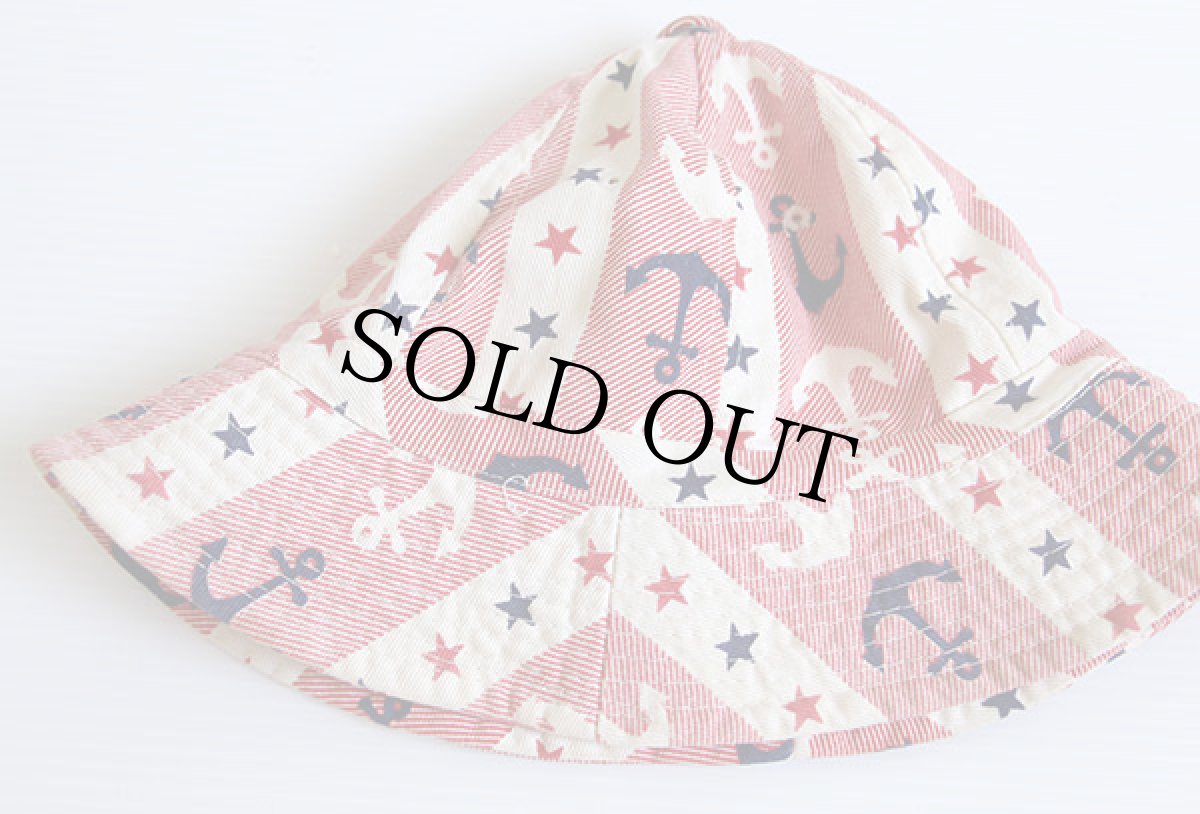 画像2: 80s アンカーマーク×スター 総柄 コットンハット XL (2)