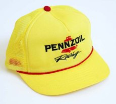 画像1: デッドストック★80s USA製 Swingster PENNZOIL ロゴ刺繍 メッシュキャップ 黄 (1)