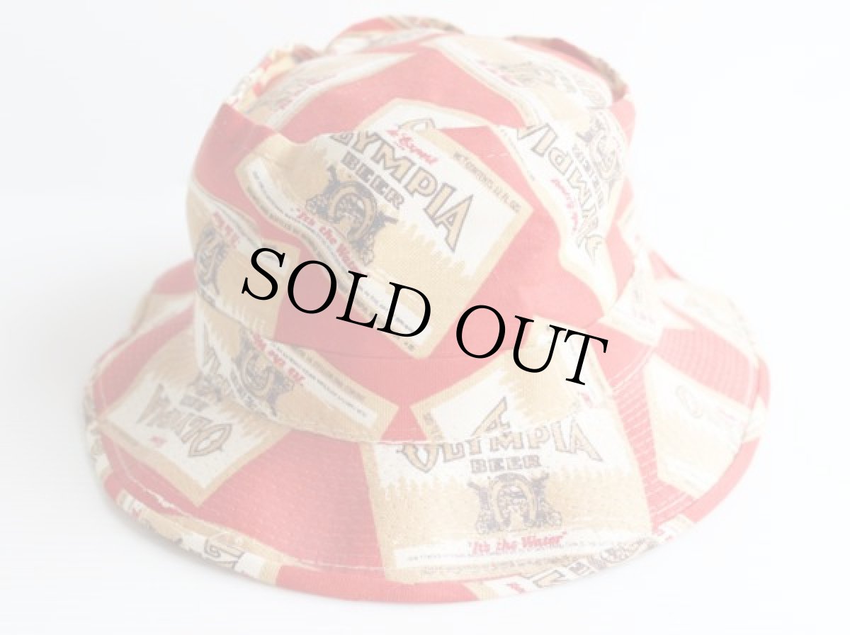 画像2: 70s OLYMPIA BEER 総柄 コットン バケットハット (2)